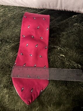 Men's Red Patterned Silk Tie - Unbranded